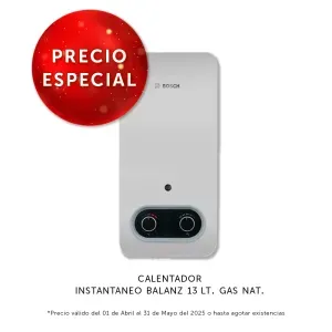 Calentador Instantáneo Bosch BALANZ Gas L.P. 13 L/min